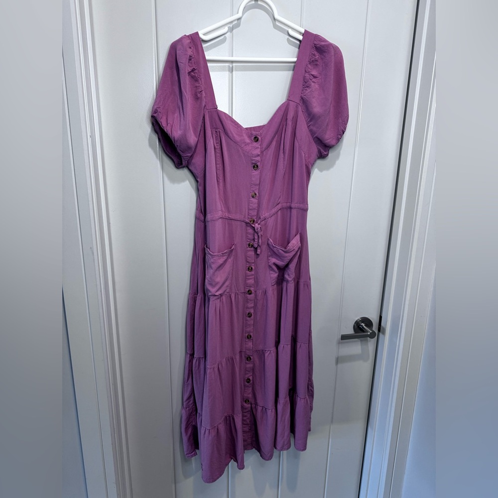 Elegant Purple Button-Down Dress